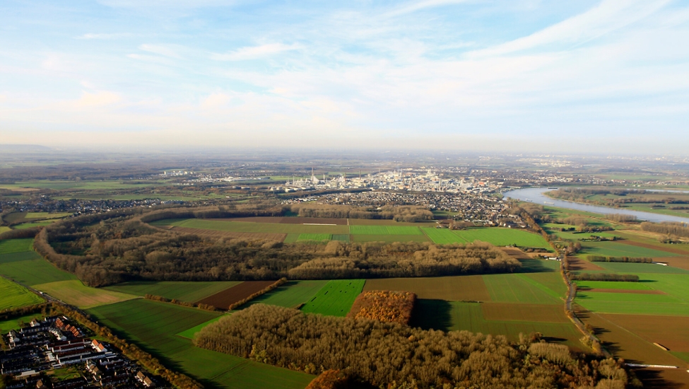 Retentionsraum Worringen aus der Luft fotografiert