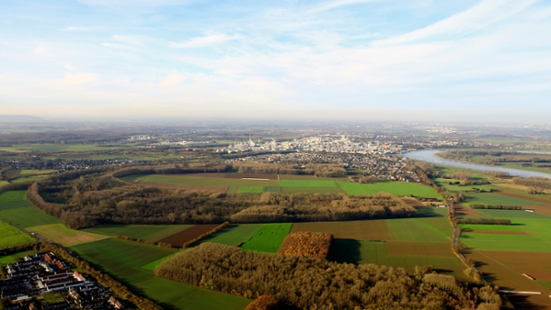 Retentionsraum Worringen aus der Luft fotografiert