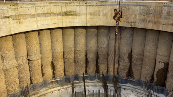 Die Startbaugrube des Dükers in Stammheim.